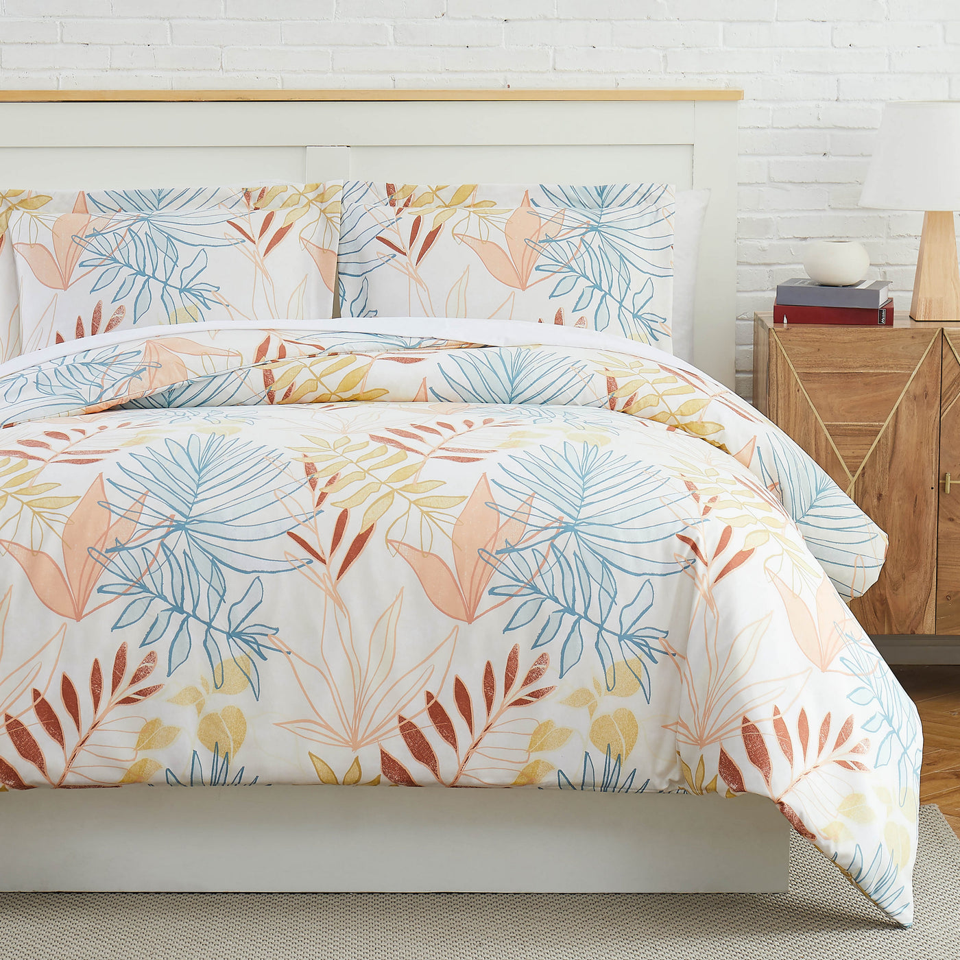 Front View of Palm Leaf Comforter in cream#color_palm-leaf-cream