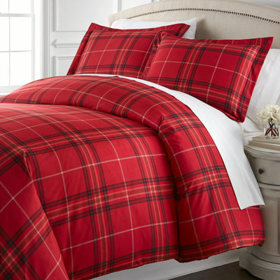 Purely Plaid Duvet Set in Red#color_plaid-red