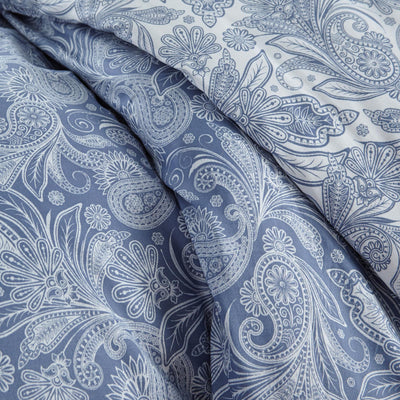 Details and Print Pattern of Sacred Journey Reversible Duvet Cover Set in Blue#color_sacred-journey-blue