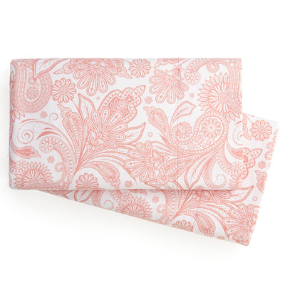 Sacred Journey Pillowcase Set in White with Coral