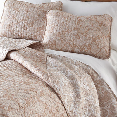 Detailed Shams Image of Sacred Journey Quilt Set in Taupe#color_sacred-journey-taupe