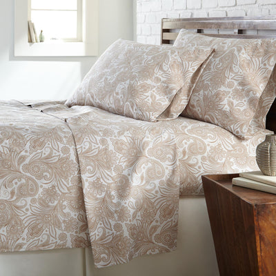 Sacred Journey Sheet Set in White with Taupe