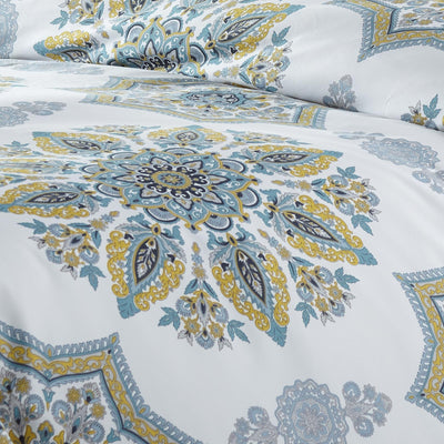 Details and Print Pattern of Tranquil Zen Duvet Cover Set in Aqua#color_tranquil-zen-aqua