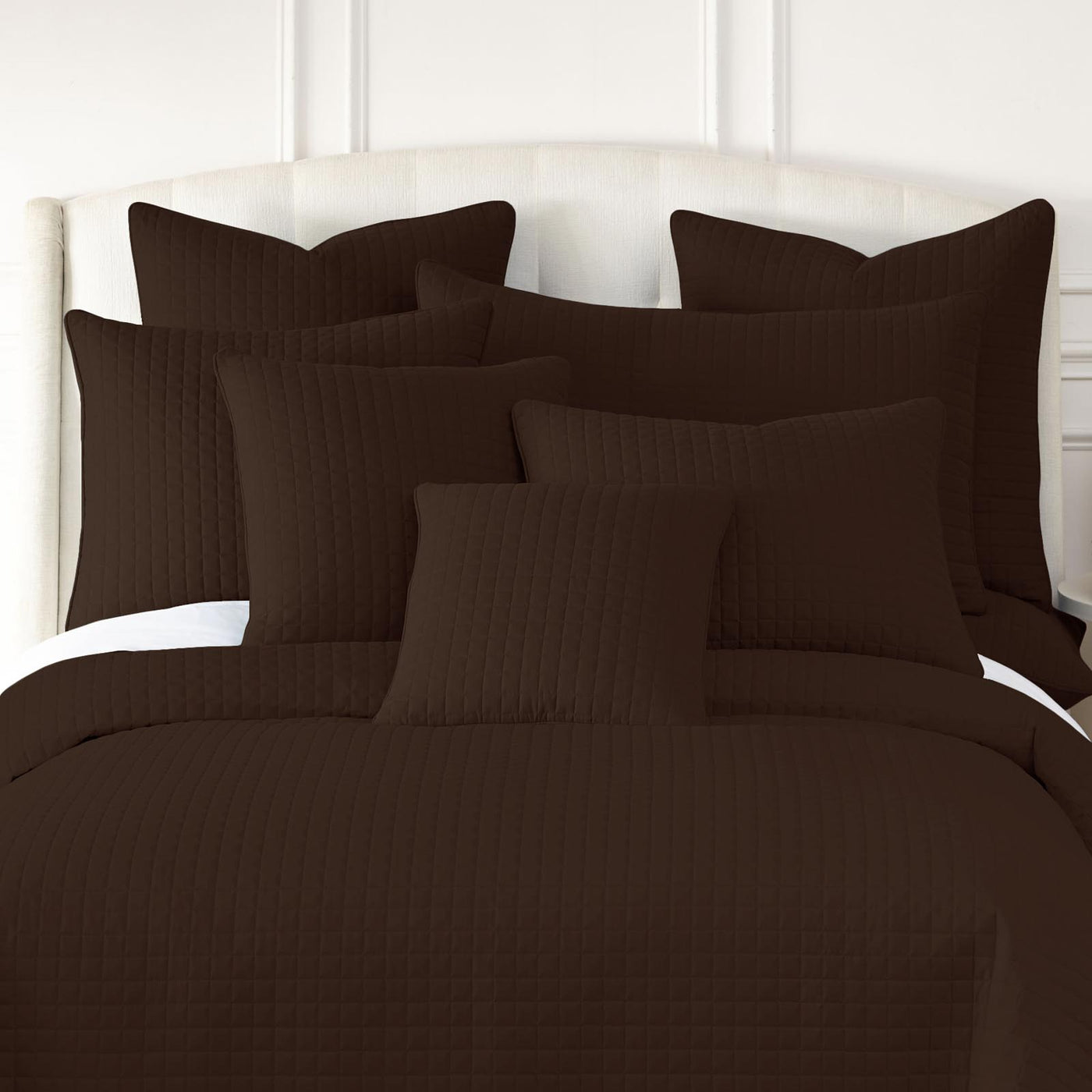 110 GSM Microfiber Qulilted shams in multiple sizes in brown