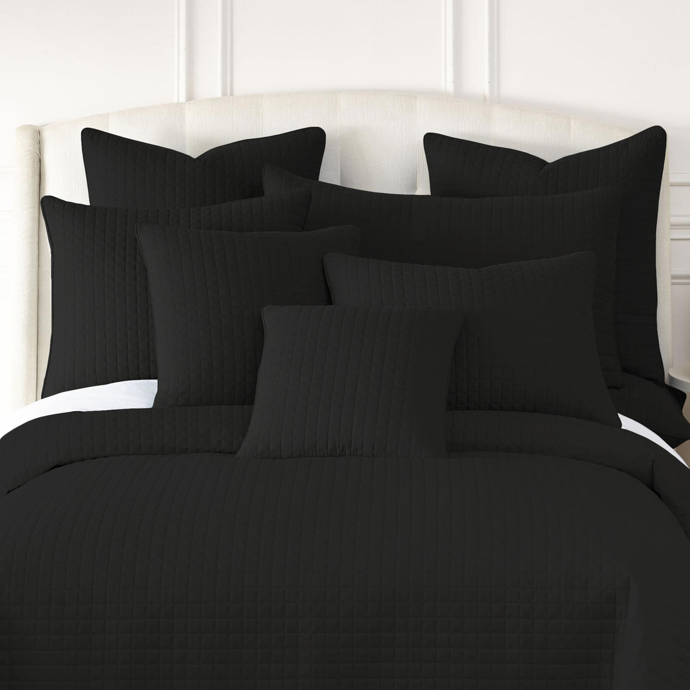 110 GSM Microfiber Qulilted shams in multiple sizes in black