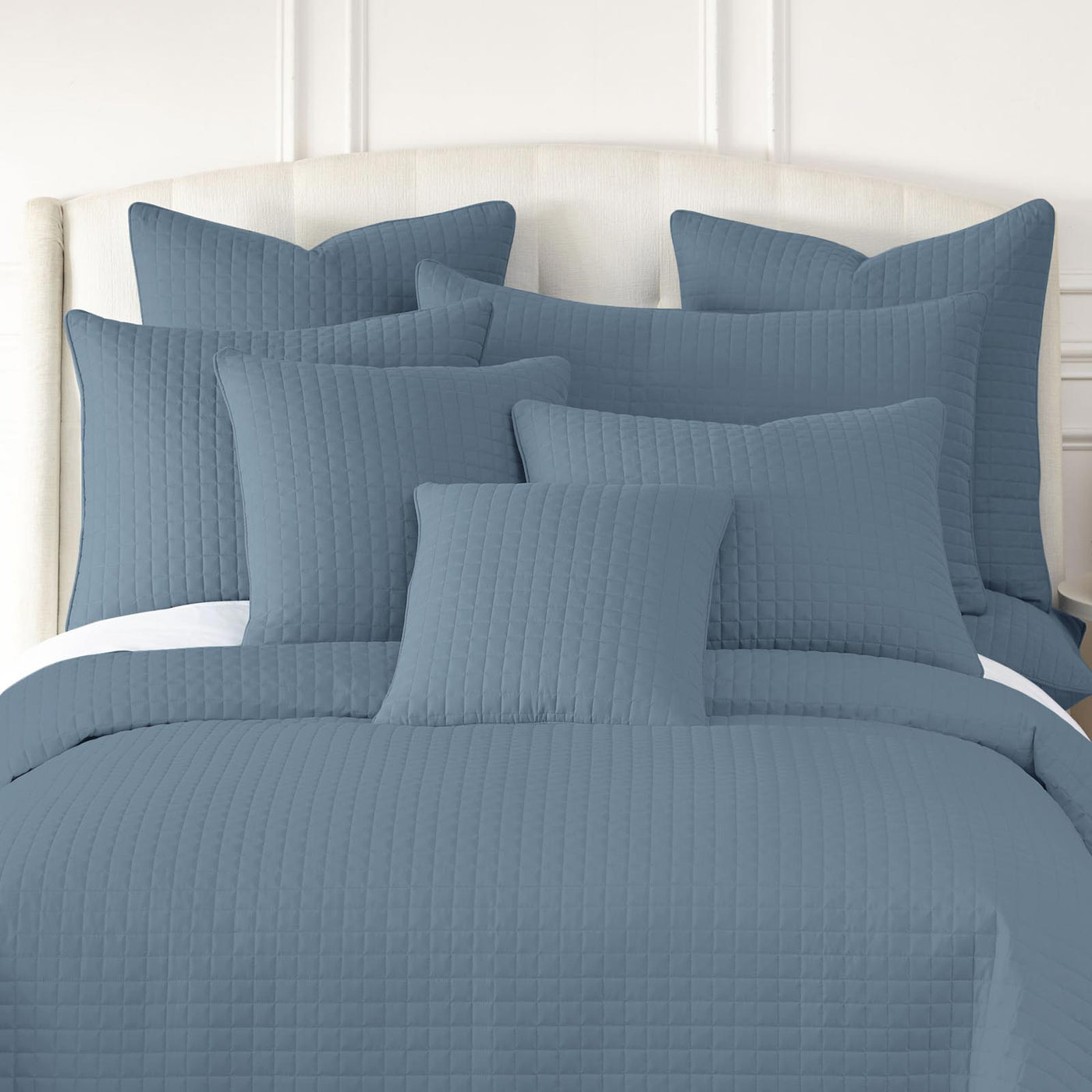110 GSM Microfiber Qulilted shams in multiple sizes in coronet blue