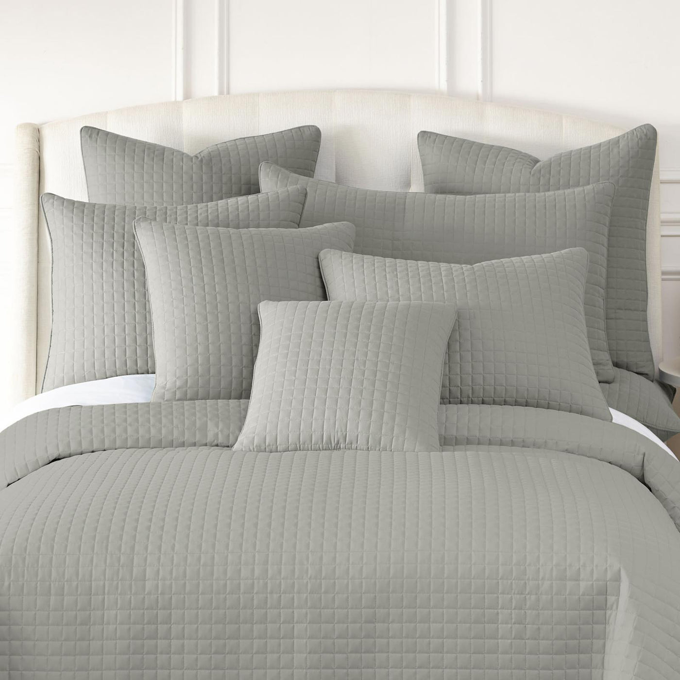 110 GSM Microfiber Quilted shams in multiple sizes in Steel Grey