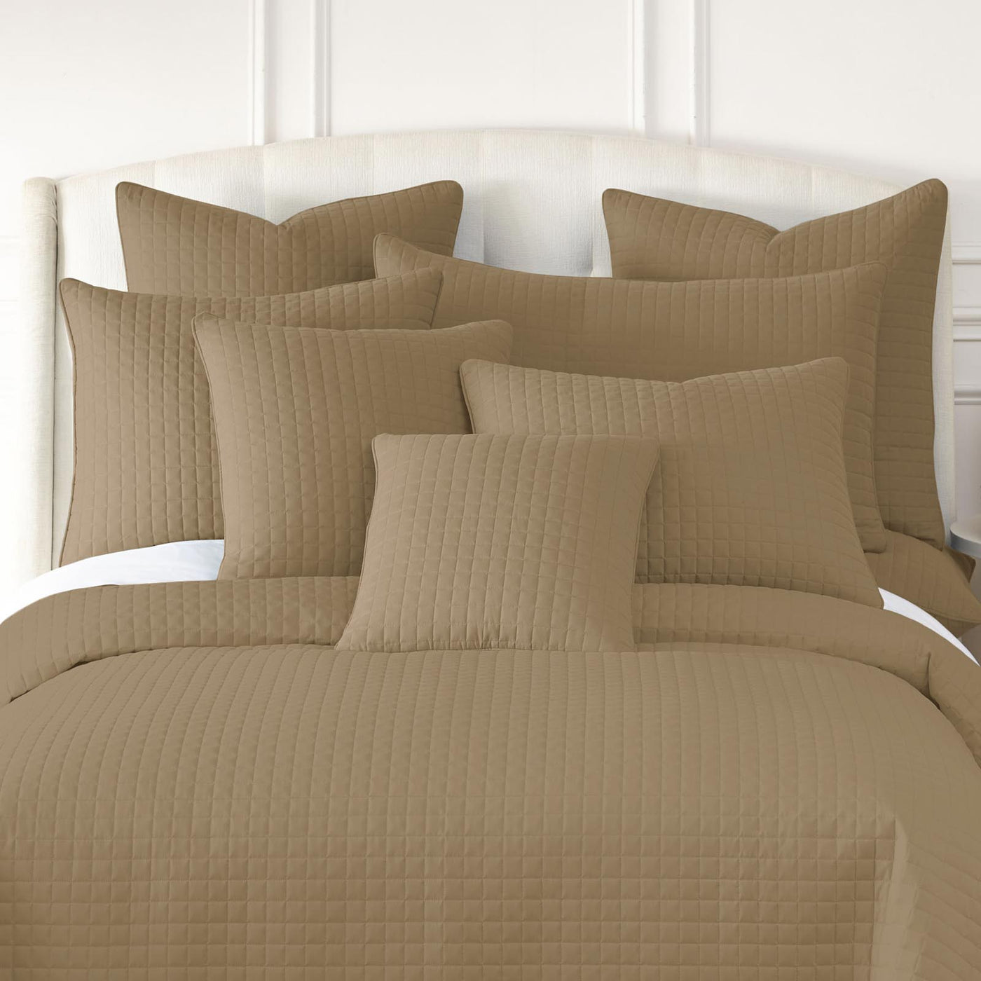 110 GSM Microfiber Quilted shams in multiple sizes in Taupe