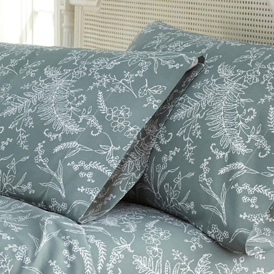 Wild Winter Pillowcase Set in Teal with White